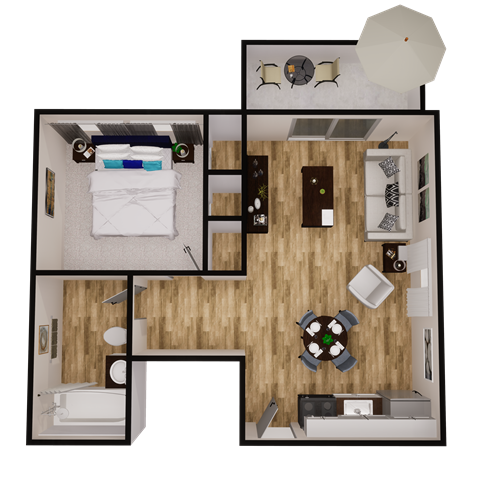 1x1 small floor plan flats at pinecliff